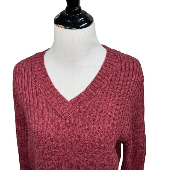 Natural Reflections Women's S Small V-Neck Knit Sweater Red Marbled Yarn Red - Picture 2 of 5